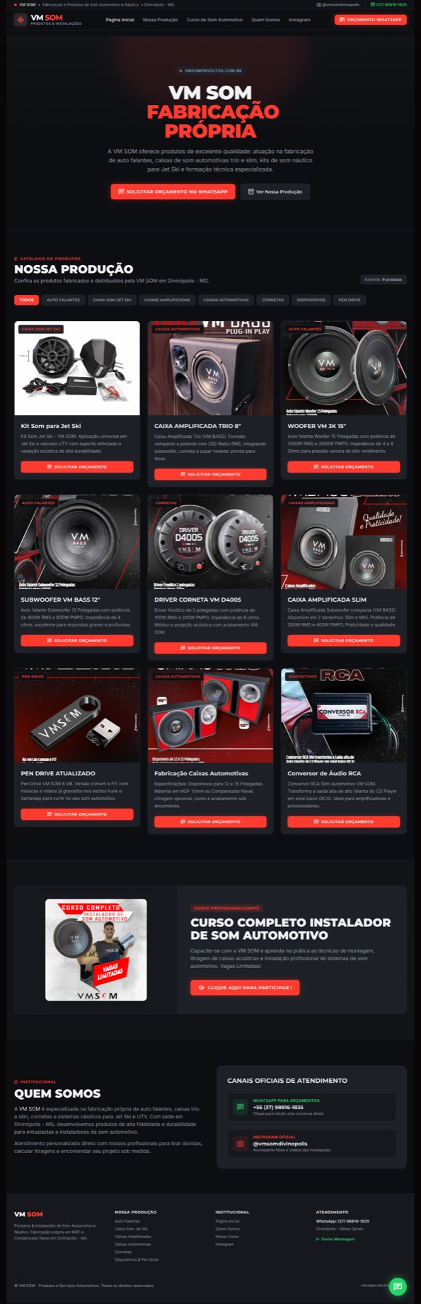 Site completo da VM SOM, de cima a baixo